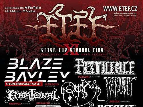 ETEF 2026 (BLAZE BAYLEY, PESTILENCE, RUÏM, EMBRIONAL , VITACIT, JORDSJUK ad.) - info