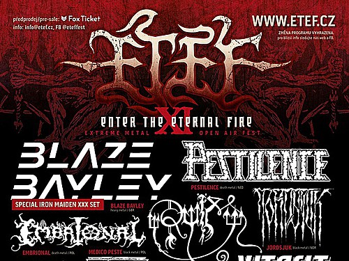 ETEF 2026 (BLAZE BAYLEY, PESTILENCE, RUÏM, EMBRIONAL , VITACIT, JORDSJUK ad.) - info